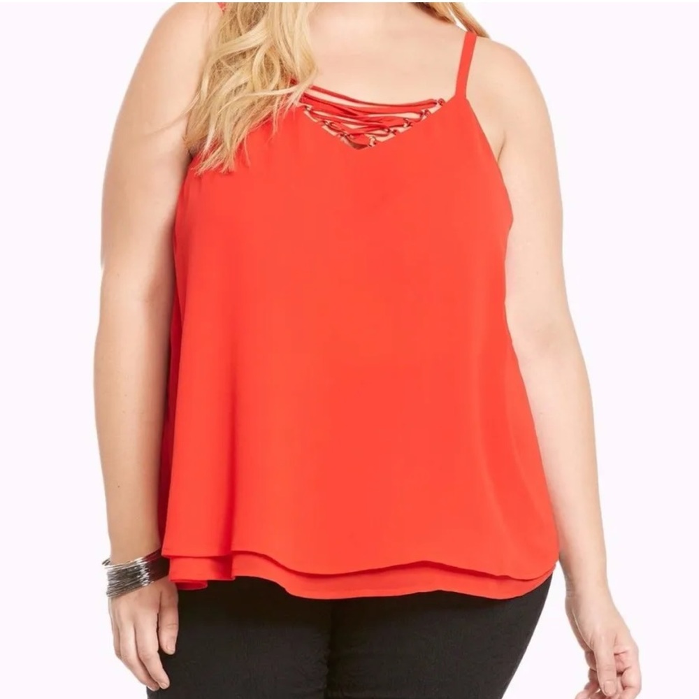 Torrid Strappy Front Double Layered Chiffon Cami